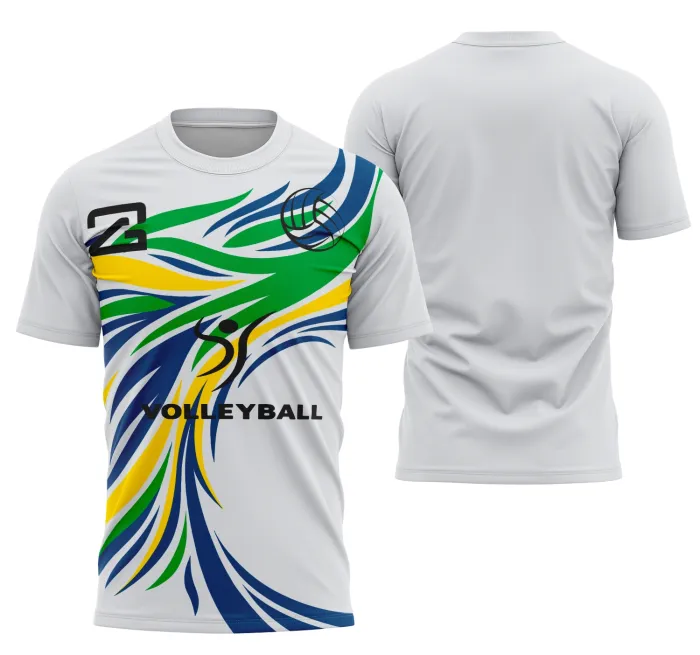 Camiseta preta unissex com logo no peito e estampa grande nas costas com tema Volleyball4, perfeita para fãs de vôlei e estilo esportivo moderno.