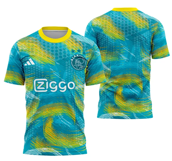 Camiseta preta unissex com logo no peito e estampa grande nas costas inspirada no conceito Ajax, trazendo estilo moderno e atitude para qualquer ocasião.