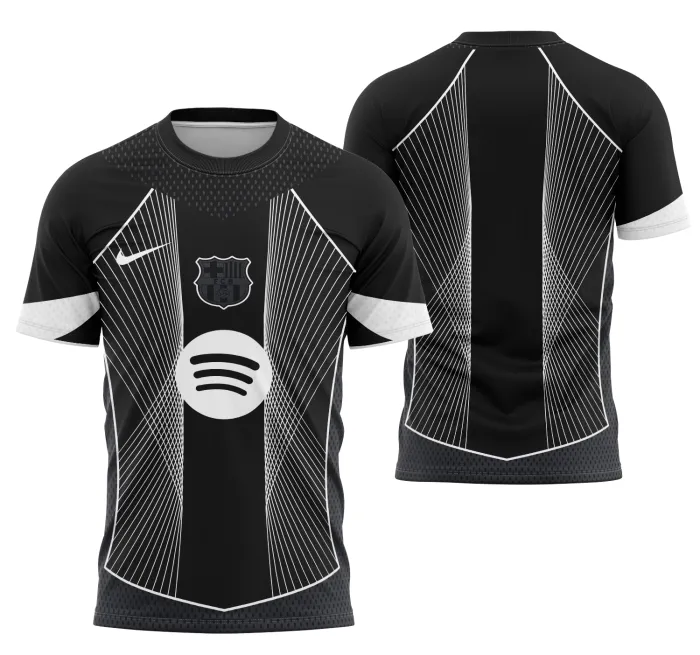 Camiseta unissex branca com logo no peito e estampa grande nas costas com conceito inspirado em Barcelona 2026, visual moderno e chamativo para quem busca estilo e identidade única.