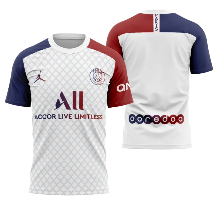 Camiseta unissex preta com logo no peito e estampa grande nas costas do Conceito Psg 2022 Modelo 4, design moderno e esportivo, perfeita para fãs do time e estilo casual.