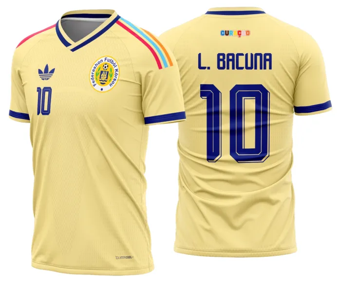 Camiseta unissex preta com logo no peito e estampa grande nas costas da coleção Curaçao Reserva 2026-2028, design moderno e vibrante para quem busca estilo e atitude.