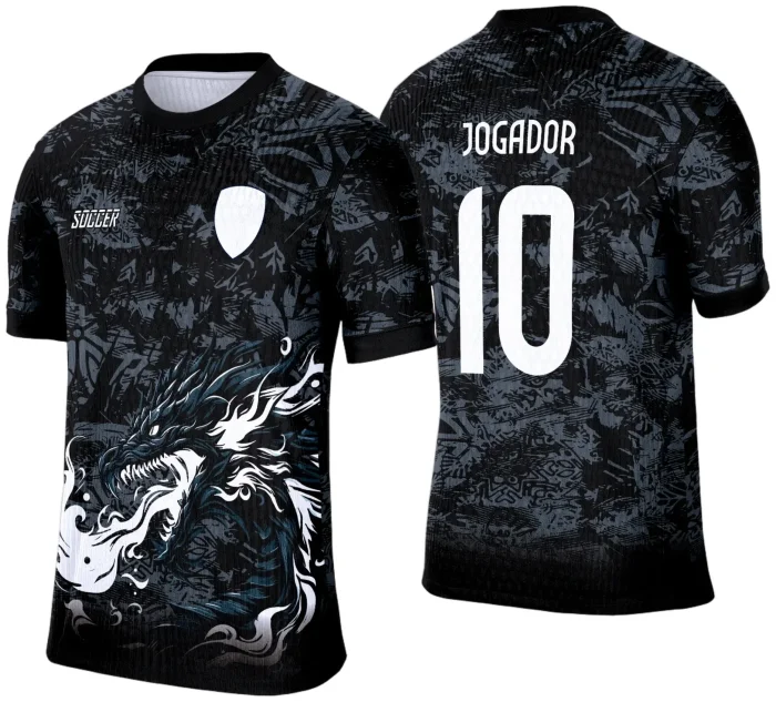 Camisa de Interclasse Dragão Negro 2025 - Arte Vetor Template
