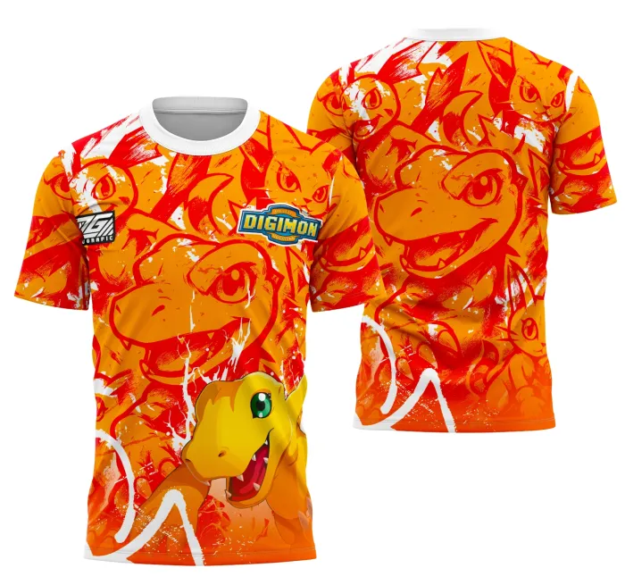 Camiseta unissex preta com logo no peito e estampa grande nas costas do tema Digimon Interclasse5 2025, ideal para fãs e torcedores em eventos e partidas.