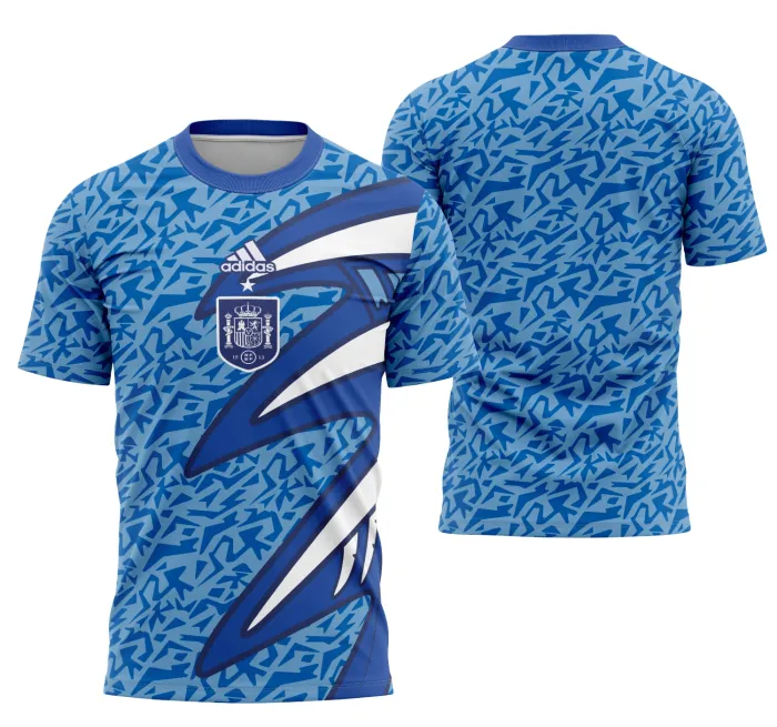 Camiseta unissex preta com logo no peito e estampa grande nas costas inspirada na Espanha portero retro 2023, design vintage estilo futebol clássico.