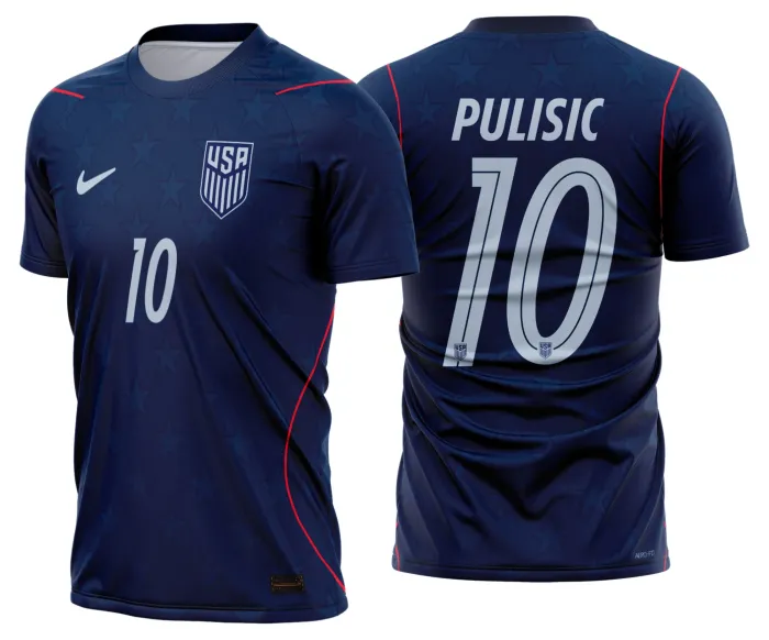 Camiseta unissex branca com logo no peito e estampa grande nas costas inspirada na Camisa Estados Unidos Reserva 2026-2028, destacando design moderno e vibrante