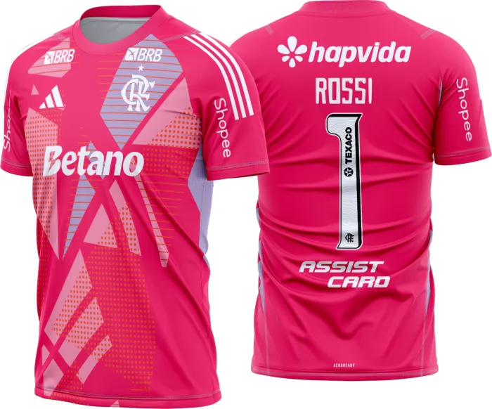 Camiseta unissex preta com logo no peito e estampa grande nas costas celebrando o Flamengo goleiro 2025 2026 Modelo C, ideal para torcedores que buscam estilo e representação única do clube.
