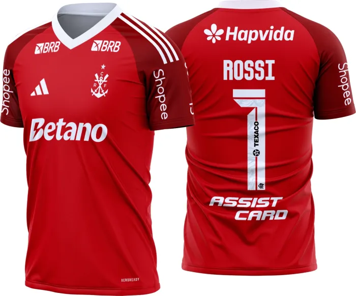 Camiseta unissex preta com logo do Flamengo no peito e estampa grande nas costas inspirada na camisa goleiro 3 II 2026-27 do Flamengo, ideal para fãs e colecionadores.