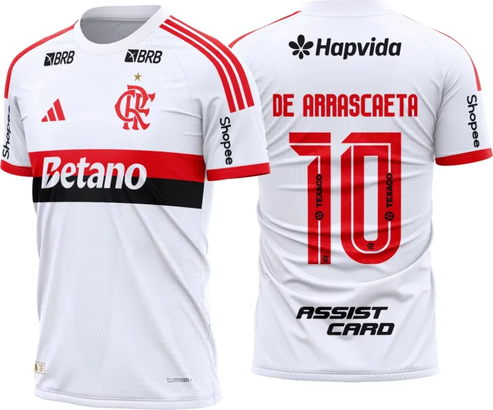 Camiseta unissex preta com logo no peito e estampa grande nas costas do Flamengo Reserva 2026 - 2027, perfeita para fãs do time que querem estilo e personalidade no visual.