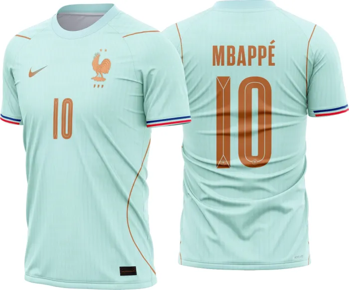 Camiseta unissex branca com logo no peito e estampa grande nas costas com tema França Reserva 2026-28, estilo moderno e casual para torcedores e colecionadores.