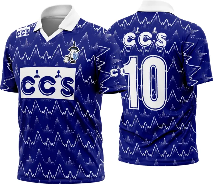 Camiseta unissex preta com logo no peito e estampa grande nas costas do Goytacaz FC titular 1991-92, retrô e cheia de história para fãs e colecionadores.