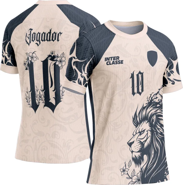 Camiseta unissex preta com logo no peito e estampa grande nas costas com tema Leão Interclasse 830, ideal para uso casual e eventos escolares.