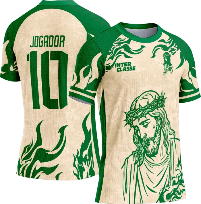 Camiseta unissex preta com logo no peito e estampa grande nas costas representando Interclasse 843 Cristo, ideal para eventos e grupos escolares.