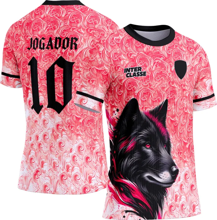 Camiseta unissex preta com logo no peito e estampa grande nas costas mostrando o Lobo do Interclasse 847, ideal para quem busca estilo e autenticidade.