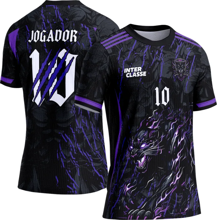 Camiseta unissex preta com logo no peito e estampa grande nas costas do tema Interclasse 848 Pantera, visual marcante e moderno para destacar seu estilo.