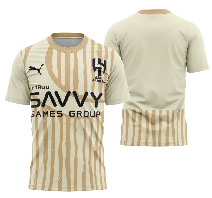 Camiseta unissex preta com logo no peito e estampa grande nas costas temática do Interclasse Al-Hilal fora da Copa do Mundo de Clubes 2025, perfeita para fãs e colecionadores.