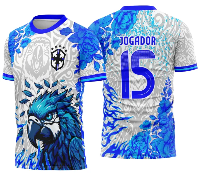 Arte Camisa Interclasse Arara Azul Floral