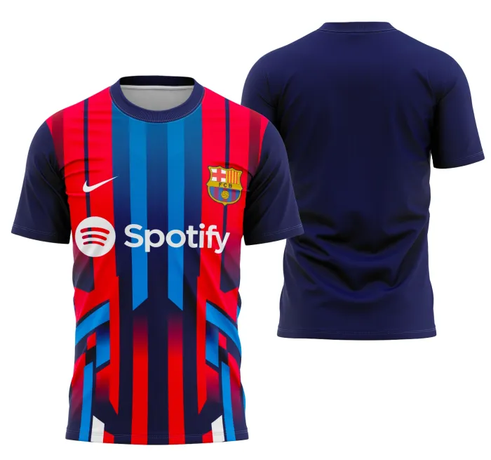 Camiseta unissex preta com logo no peito e estampa grande nas costas inspirada na Interclasse Barcelona, ideal para uso esportivo e coletivo.