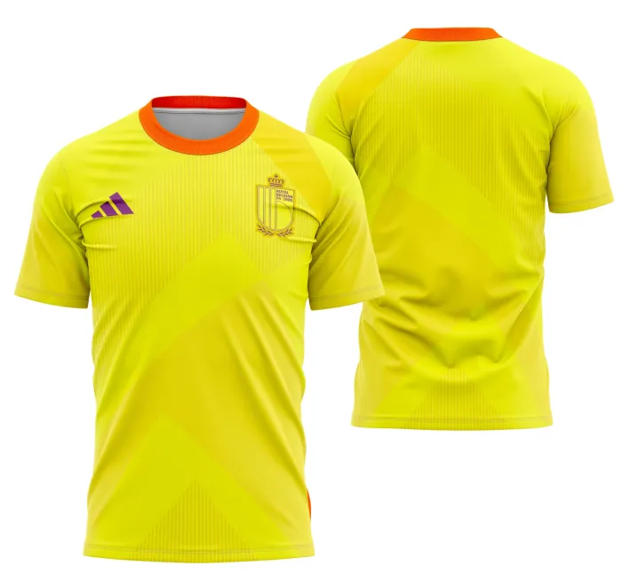 Camiseta preta unissex com logo no peito e estampa grande nas costas sobre o Interclasse Bélgica Feminino Fora 2025, design moderno e esportivo ideal para eventos e torcida.