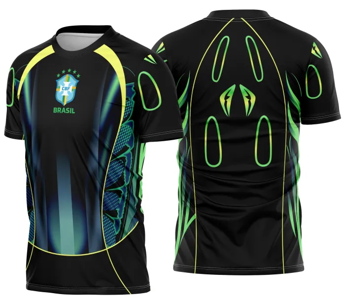 Camiseta unissex preta com logo no peito e estampa grande nas costas inspirada no Interclasse Brasil Conceito M02, perfeita para uso casual e eventos esportivos.