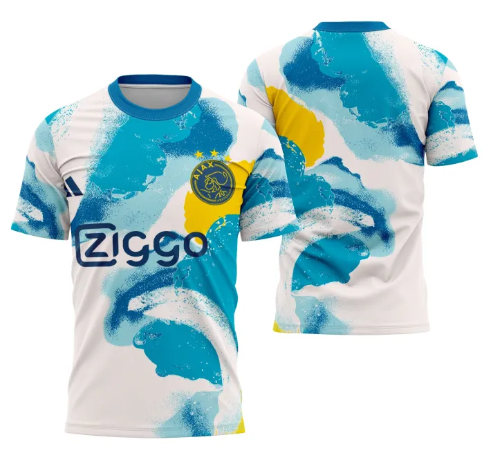 Camiseta unissex preta com logo no peito e estampa grande nas costas do tema Interclasse Conceito Ajax, design moderno ideal para eventos esportivos e times.