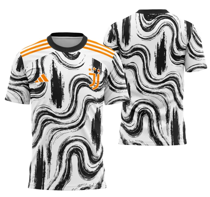 Camiseta unissex preta com logo no peito e estampa grande nas costas do conceito da Juventus, perfeita para quem busca estilo e identidade em camisas interclass.