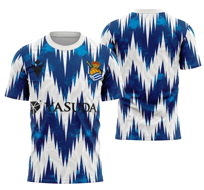 Camiseta unissex preta com logo no peito e estampa grande nas costas sobre o tema Interclasse Conceito Da Real Sociedade, ideal para eventos e uso casual.