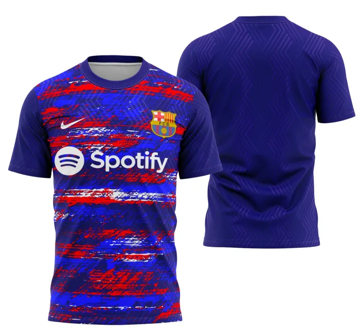 Camiseta unissex preta com logo no peito e estampa grande nas costas inspirada no Conceito de Barcelona, ideal para eventos interclasse, destacando estilo e personalidade.