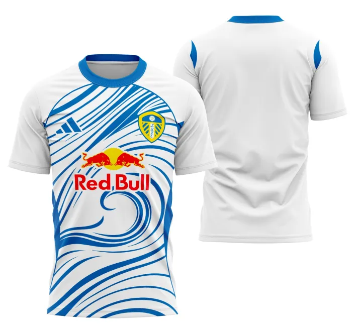 Camisa preta unissex com logo no peito e estampa grande nas costas mostrando o conceito Interclasse de Leeds, design moderno e vibrante para eventos e uso casual.