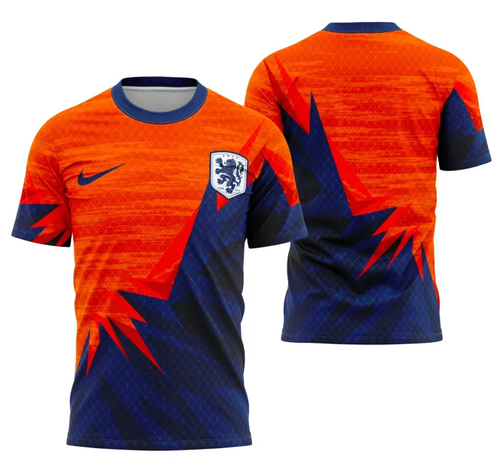 Camiseta unissex preta com logo no peito e estampa grande nas costas inspirada no conceito holandês interclasse, ideal para uso em eventos e atividades escolares.