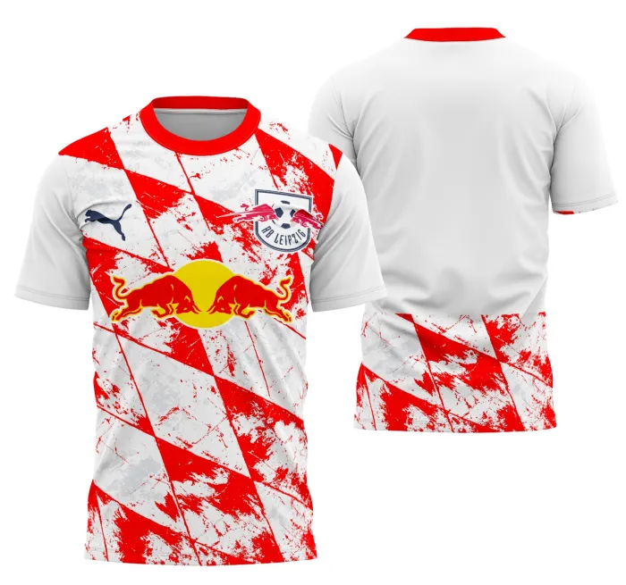 Camiseta unissex preta com logo no peito e estampa grande nas costas mostrando o conceito do Interclasse Rb Leipzig, ideal para quem ama futebol e estilo urbano moderno.