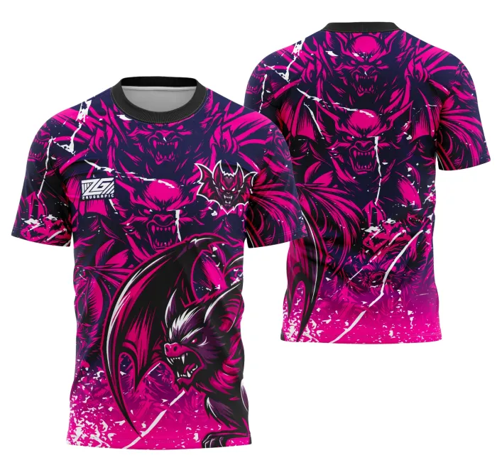 Camiseta unissex preta com logo no peito e estampa grande nas costas da Interclasse Equipe Murcielago, ideal para times e eventos esportivos.