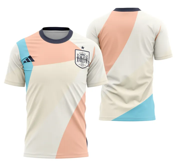 Camiseta preta unissex com logo no peito e estampa grande nas costas, tema Interclasse Espanha Feminino Fora 2025, perfeita para torcedores e fãs da seleção.