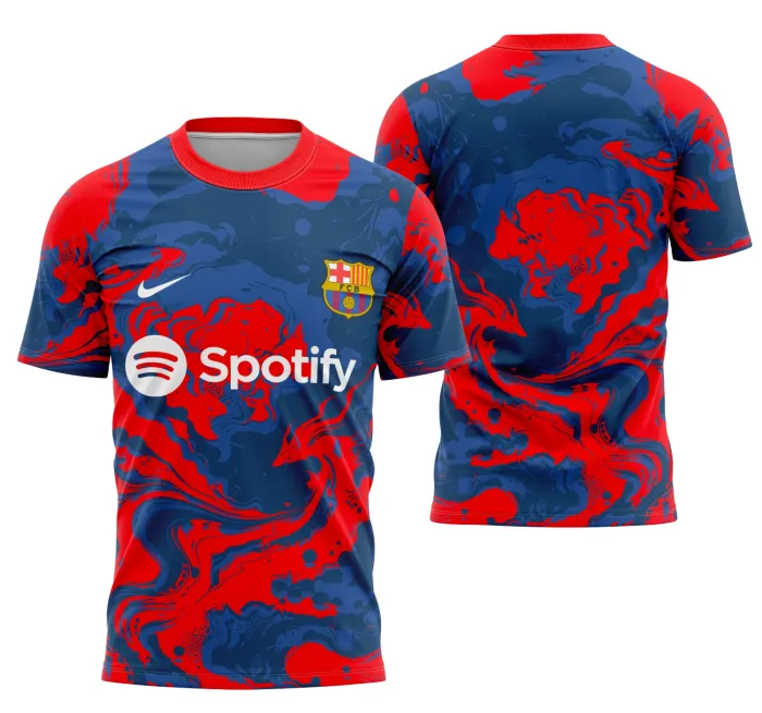 Camiseta unissex preta com logo no peito e estampa grande nas costas inspirada no tema Interclasse Fantasia de Barcelona, estilo moderno para eventos e uso casual.