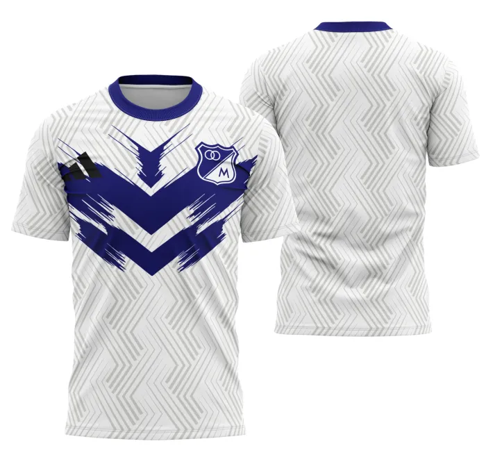 Camiseta unissex preta com logo no peito e estampa grande nas costas do Interclasse Millonarios Fc, ideal para torcedores e eventos esportivos.