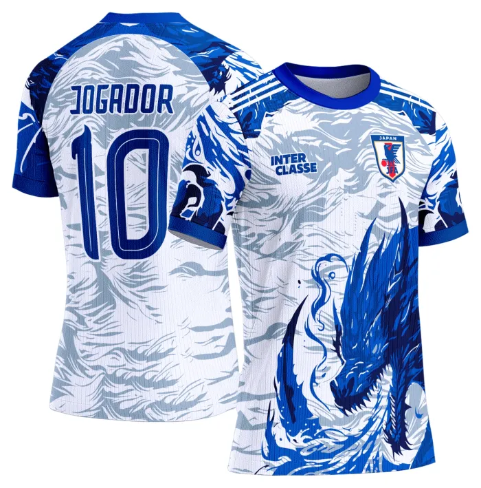 Camiseta unissex preta com logo no peito e estampa grande nas costas com tema Japão Dragão, modelo Interclasse 859, estilo marcante e visual impactante.