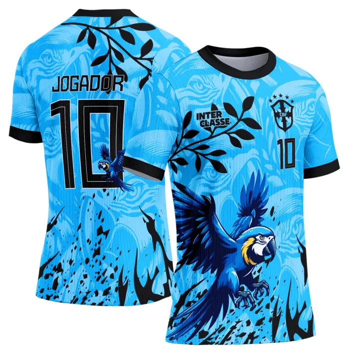 Camiseta unissex preta com logo no peito e estampa grande nas costas mostrando o tema Interclasse Modelo 870 Arara, ideal para quem busca estilo e conforto em peças casuais.