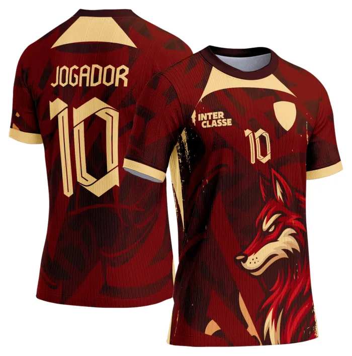 Camiseta unissex preta com logo no peito e estampa grande nas costas do modelo 897 inspirada em raposa, ideal para eventos interclasse e uso casual.