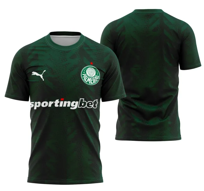 Camiseta unissex preta com logo no peito e estampa grande nas costas do tema Interclasse Palmeiras Concept, perfeita para fãs que buscam estilo e identificação em eventos e dia a dia.