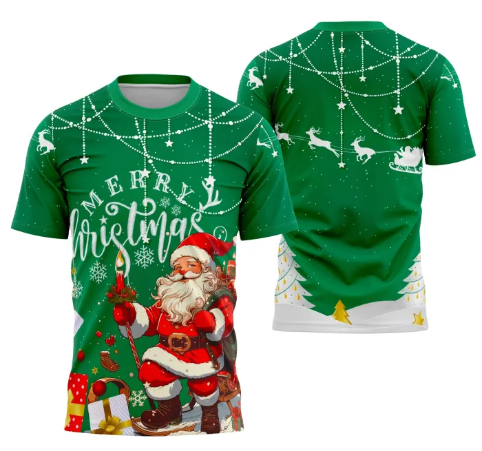 Camiseta unissex branca com logo no peito e estampa grande nas costas relacionada ao tema Interclasse Projeto De Natal 2, ideal para eventos de confraternização