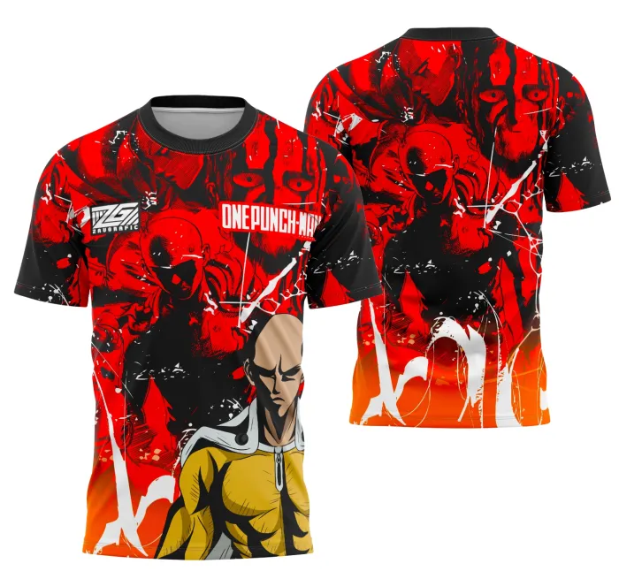 Camiseta unissex preta com logo no peito e estampa grande nas costas do Interclasse Saitama, perfeita para quem busca estilo e conforto.