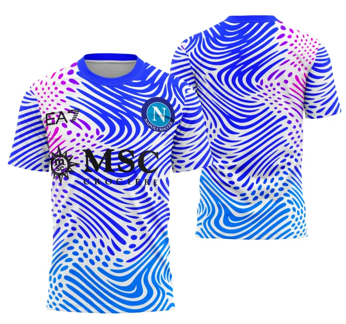 Camiseta unissex preta com logo no peito e estampa grande nas costas do Interclasse SSC Nápoles, ideal para torcida e eventos esportivos.