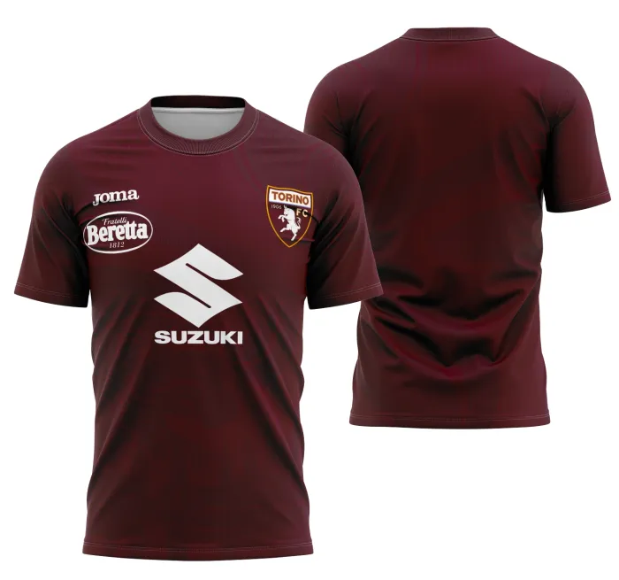 Camiseta unissex preta com logo no peito e estampa grande nas costas do Interclasse Torino FC Fantasia, ideal para torcedores e eventos temáticos.