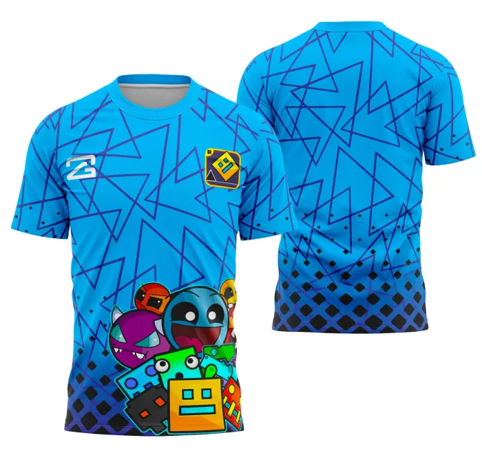 Camiseta unissex preta com logo no peito e estampa grande nas costas com traços geométricos interclasse, design moderno e marcante para quem busca estilo único.