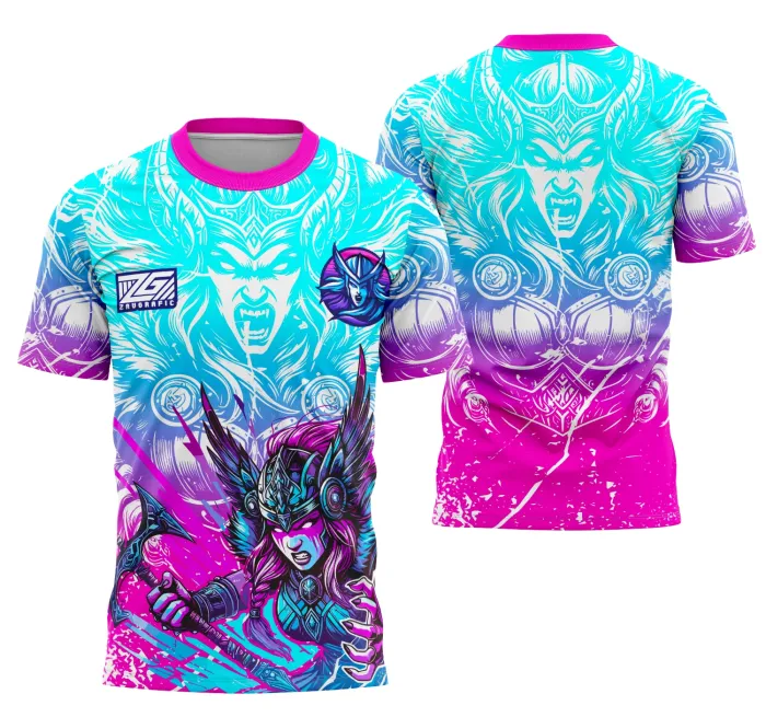 Camiseta unissex preta com logo no peito e estampa grande nas costas inspirada em Interclasse Valquíria, com design marcante e moderna para todos os estilos.