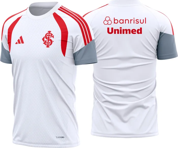 Camiseta unissex preta com logo no peito e estampa grande nas costas com design inspirado na camisa Internacional treino 2026-2027.