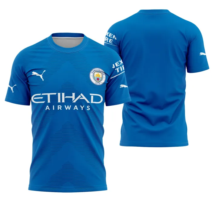 Camiseta unissex preta com logo no peito e estampa grande nas costas do Manchester City Goalkeeper 22-23, ideal para fãs do futebol que querem estilo e conforto no dia a dia.