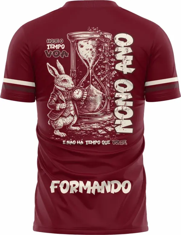 Camiseta unissex preta com logo no peito e estampa grande nas costas inspirada no tema Nono Ano Ampulheta, ideal para eventos escolares e confraternizações