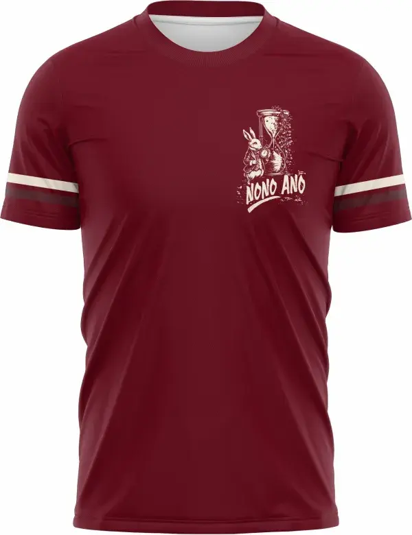 Camiseta unissex preta com logo no peito e estampa grande nas costas inspirada no tema Nono Ano Ampulheta, ideal para eventos escolares e confraternizações