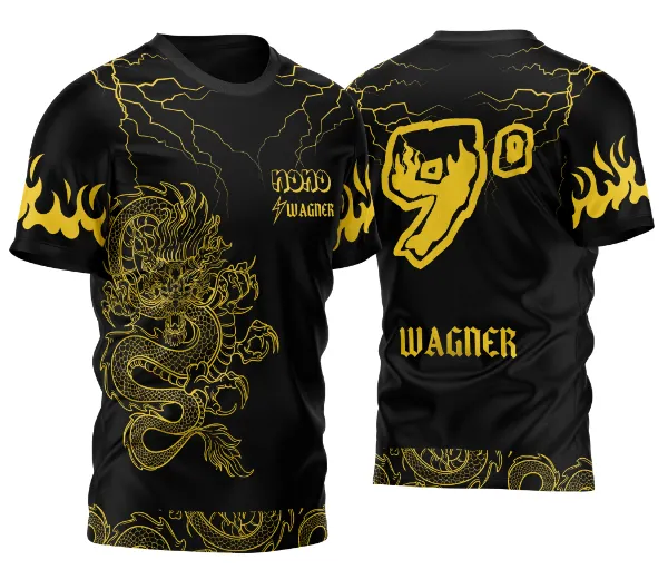 Camisa Nono Ano Dragão Japonês Raios 2026 Amarelo
