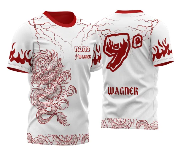 Camisa Nono Ano Dragão Japonês Raios 2026 Vermelha